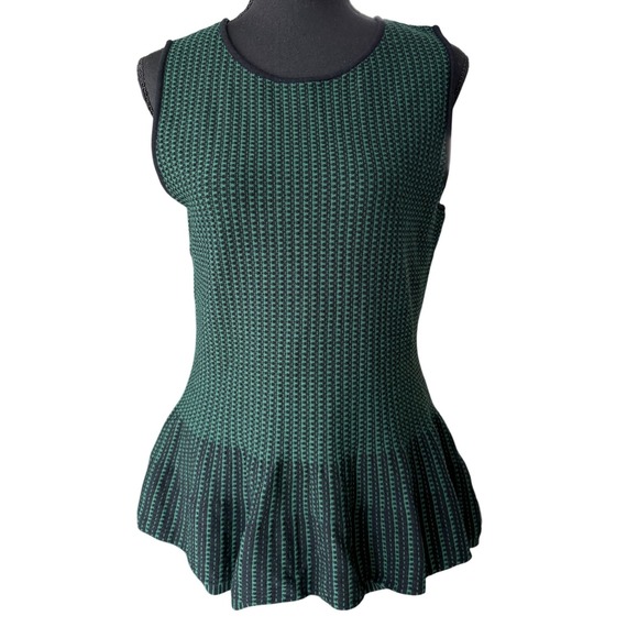 Ann Taylor Tops - Ann Taylor Sleeveless Green Textured Peplum Top